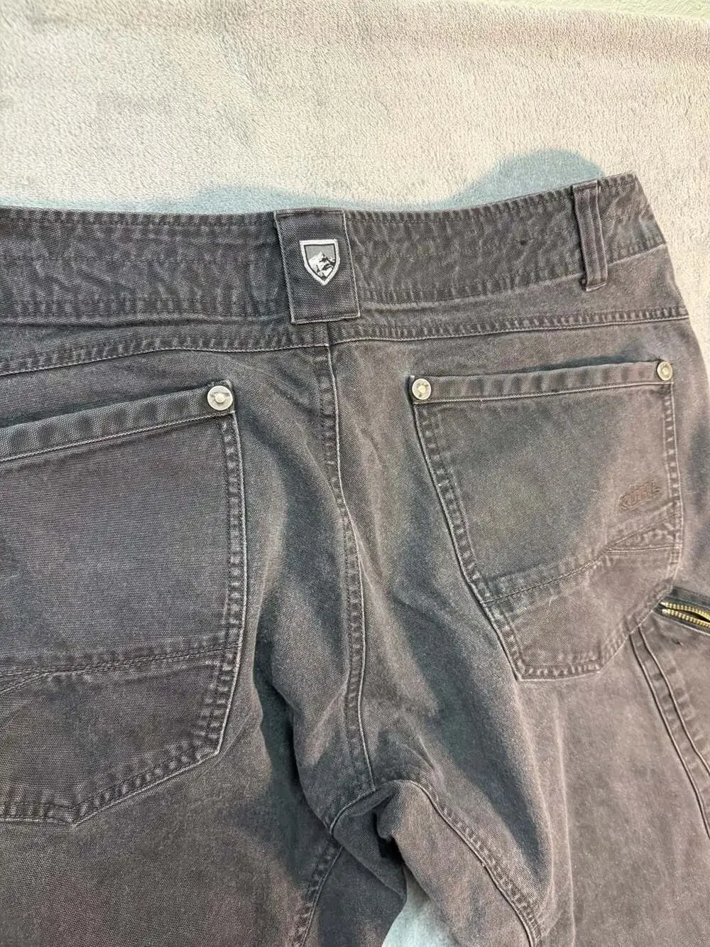 Kuhl Men's Charcoal Grey Vintage Patina Dye Canvas Hiking Work Pants 36x34